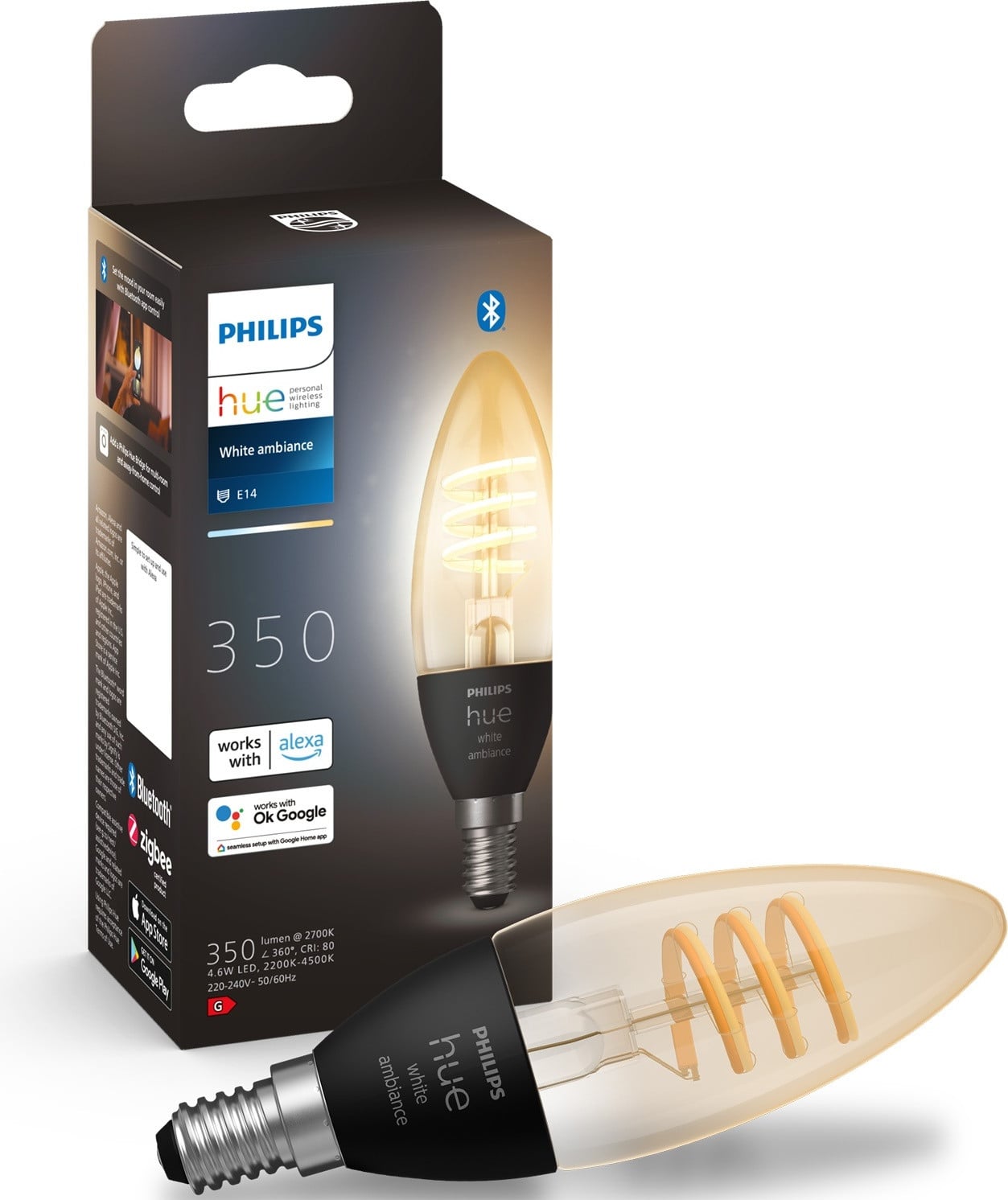 Philips Hue White Ambiance LED Filament Gloeilamp E14 Bluetooth