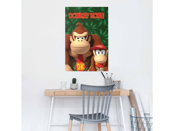 Affiche Donkey Kong et Diddy Kong Papier Multicolore 61 x 92 x 0cm