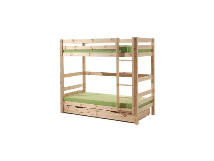 Lit Superposé & Mezzanine Haut & 2 Tiroirs de Lit Enfant  Pino  90x200cm Naturel