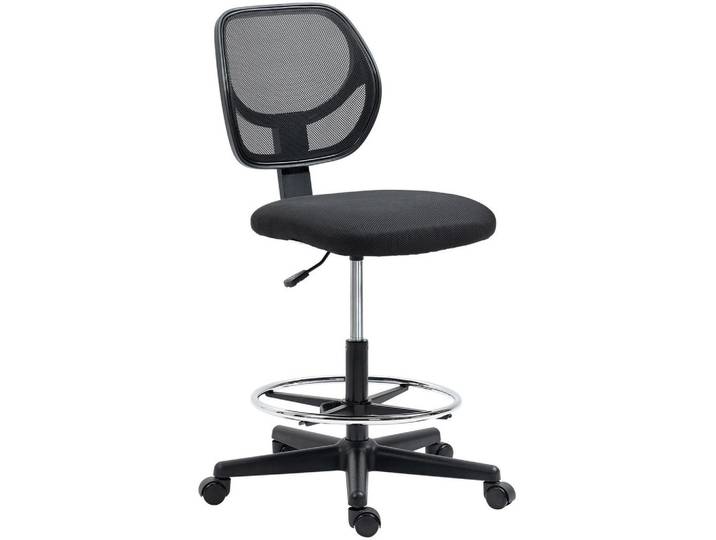 Okwish Drehstuhl 61/59/93-113 cm schwarz aus Schaumstoff höhenverstellbar, Schwarz, Kunststoff, 61x113x59 cm, Büromöbel, Bürostühle, Drehstühle