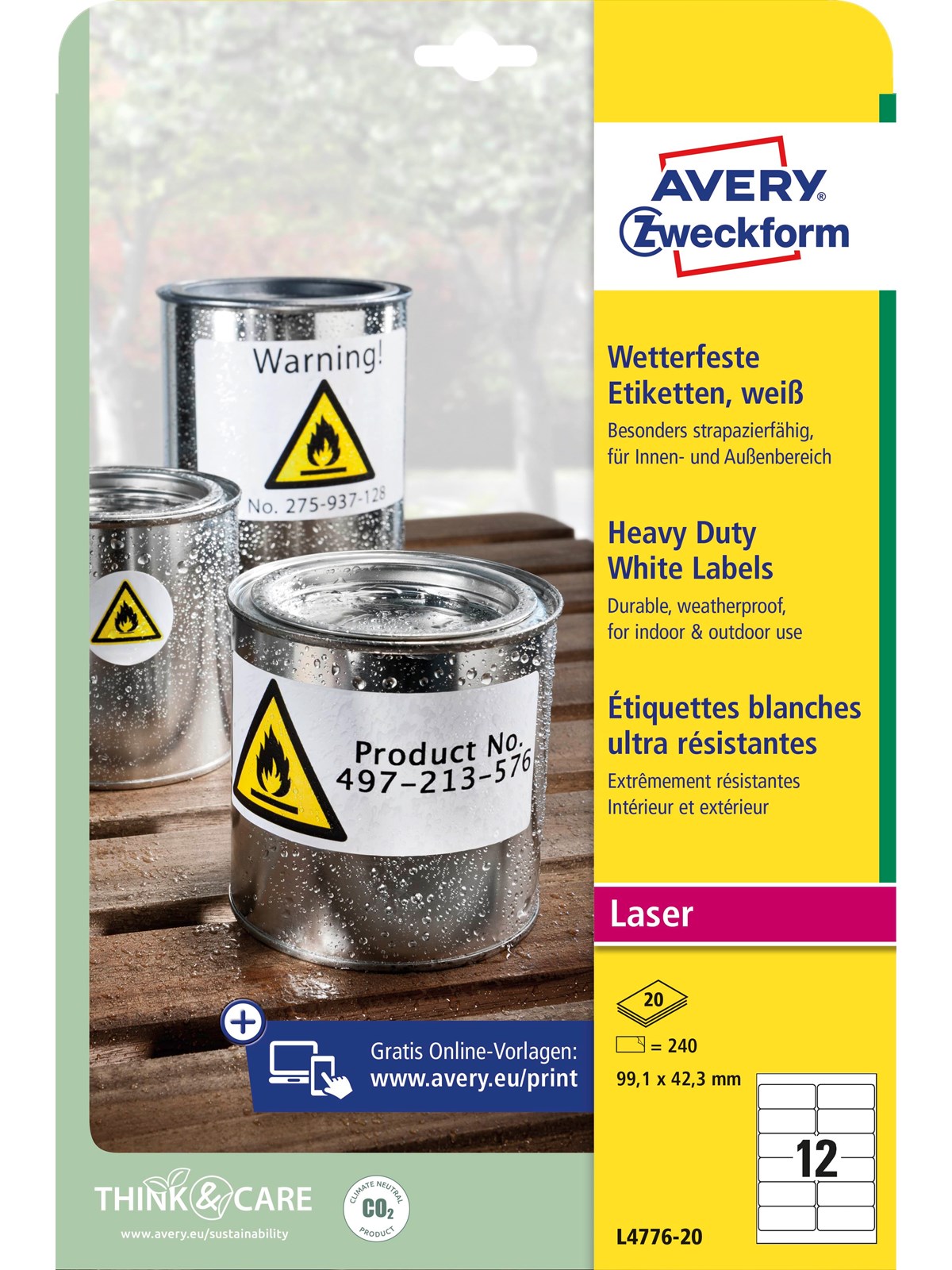 Avery Heavy duty labels white suitable for in- and outdoor use (-20oC to +80oC)