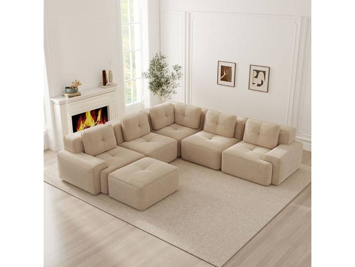 Canapé modulaire en velours - Velours côtelé doux - Design modulaire - Confort enveloppant - Profondeur d'assise 74 cm