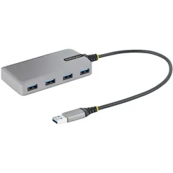 StarTech COM 4-Port USB 3.0 Hub - USB Hub 5Gbit/s Busbetrieben mit Optionalem Stromanschluss - USB V (USB-C, 4 Ports), Dockingstation + USB Hub, Grau