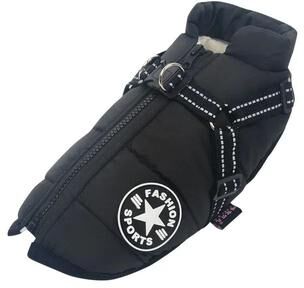 Multisell Products Hub Waterproof Big Dog Coat, Large Pet Dog Jacket With Harness, Winter Warm Clothes For Labrador & French Bulldog black xxl