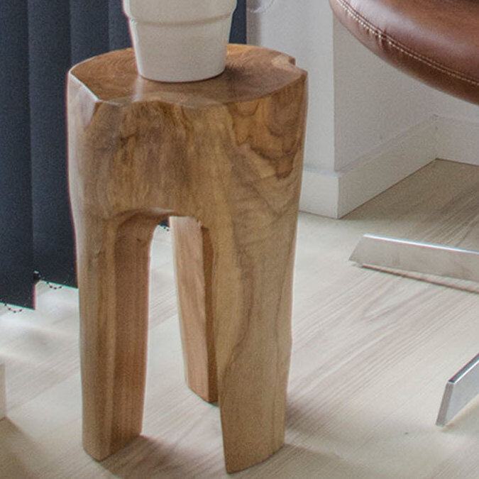 Union Rustic Rain Solid Wood Accent Stool Brown 40cm H X 26cm W X 26cm D