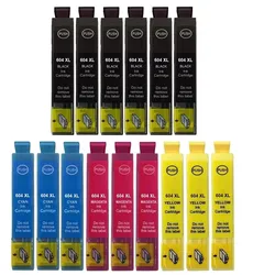 15 kompatible Druckerpatronen wie Epson 604, 604XL Schwarz, Cyan, Magenta, Gelb - XXL Füllmengen