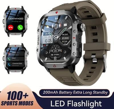 Uplift Essentials 2.01 inch HD Flashlight Outdoor Sports Smartwatch gray