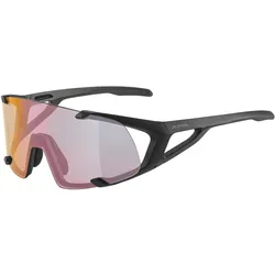 Alpina, Unisex, Sportbrille, Hawkeye S QV (Black Matt, quattro varioflex mirror + rainbow), Schwarz