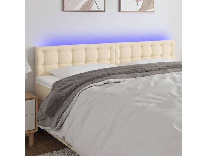 Tête de Lit à LED Meuble de Chambre à Coucher Accessoire de Lit Double Tête de Cadre de Lit Intérieur Crème 3122065