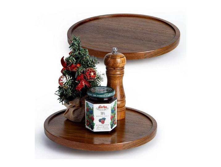 LuxusKollektion Drehregal Drehteller Lazy Susan Akazie 25,4 cm 2er Set, 2-tlg.