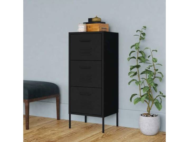GPWERSDF Lagerschrank Stahl Schwarz 42,5x35x101,5 cm mit Schubladen Robust, langlebig, höhenverstellbar, kugelgelagerte Schienen, voll ausziehbar