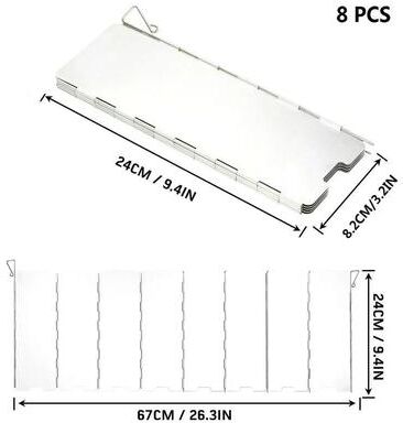 Inspired Living Windproof Folding Camping Stove Windscreen Aluminum Alloy Gas Stove Wind Shield With Multi Plate Options 8pcs
