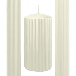 Wiedemann Kerzen Rillen Kerzen Elfenbein 150 x Ø 80 mm, 4 Stück