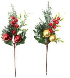 IH Casa Decor Holiday Pine and Mixed Berries Pick Assorted- Set of 4