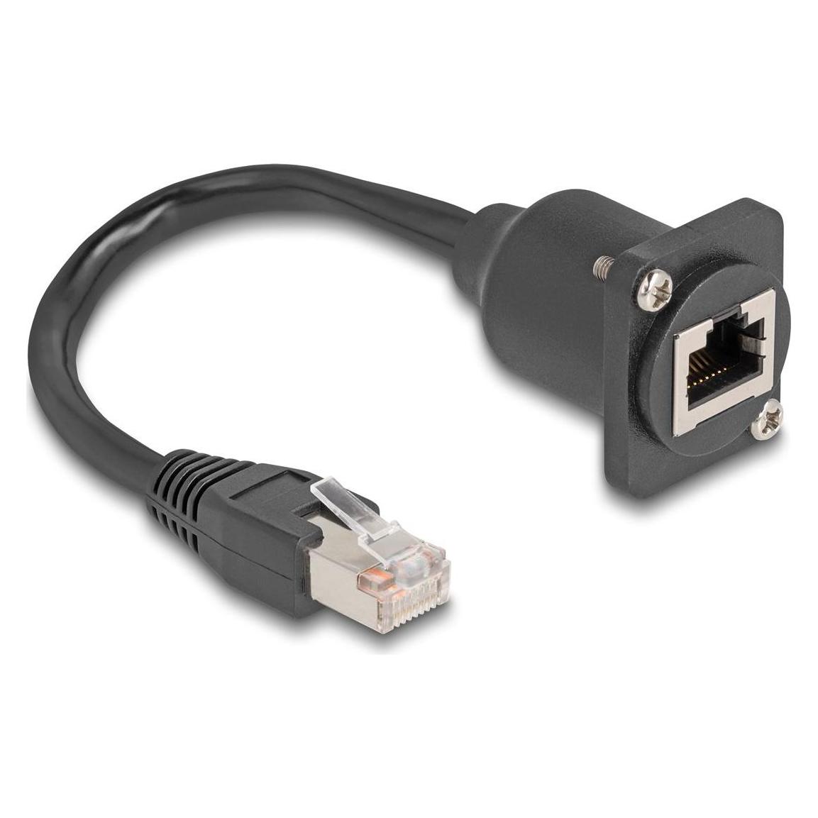 Delock D-Typ RJ45 Kabel Stecker zu Buchse Cat.5e schwarz 20 (CAT5e, 0.20 m) (87964)