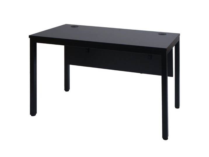 Bureau table d ordinateur avec deux canaux de câbles reglables 120x60 cm MDF noir 04_0006051