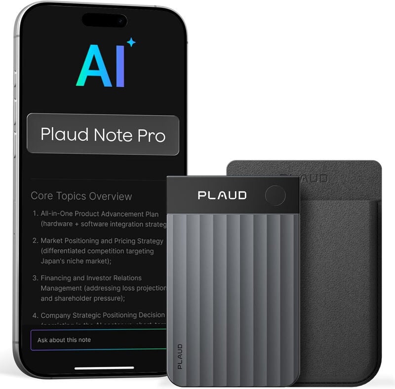 PLAUD Note Pro AI spraakrecorder voor notities en samenvatting - Zwart