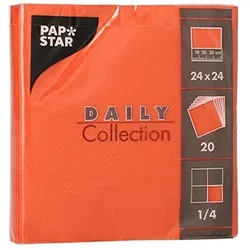 Papstar 400 Servietten `DAILY Collection` 1/4-Falz 24 cm x 24 cm nektarine