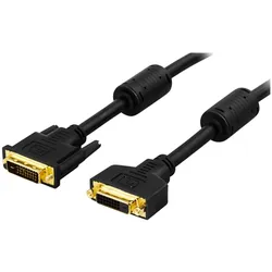 Deltaco DVI-602A DVI-Kabel 2 m DVI-D Schwarz (2 m), Videokabel, Schwarz