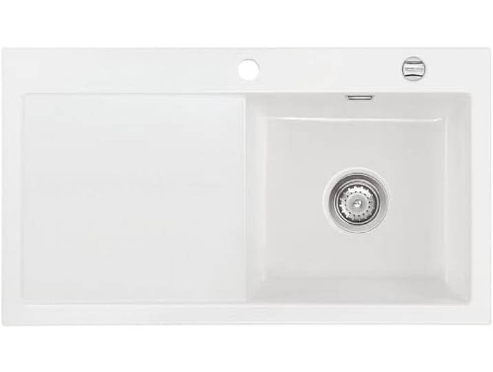 Flächenbündige Spüle MERA 90 F in GRÖNLAND mit Becken rechts und Excenterbedienung