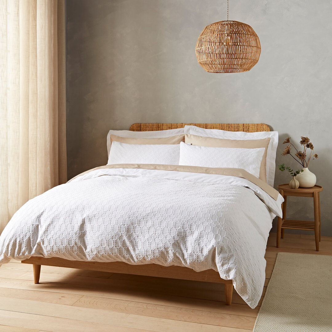 Bianca Cotton Waffle Cotton Circle 100% Cotton Duvet Cover Set with Pillowcases White Super King Duvet Cover + 2 Standard Pillowcases