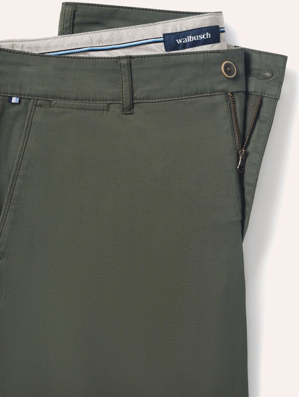 Walbusch Chino Shorts, Regular Fit#normale Größen#untersetzte Größen, Farbe Grün, 50, bequemer Baumwollstretch hochwertige Verarbeitung Herren