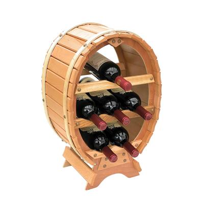 DanDiBo Weinregal Holz Stehend Weinfass 6 Flaschen Natur Flaschenregal Flaschenhalter Fass