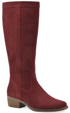 Women's Altitude Wide Calf Tall Shaft Boot by White Mountain in Burgundy Suede (Size 9 M)