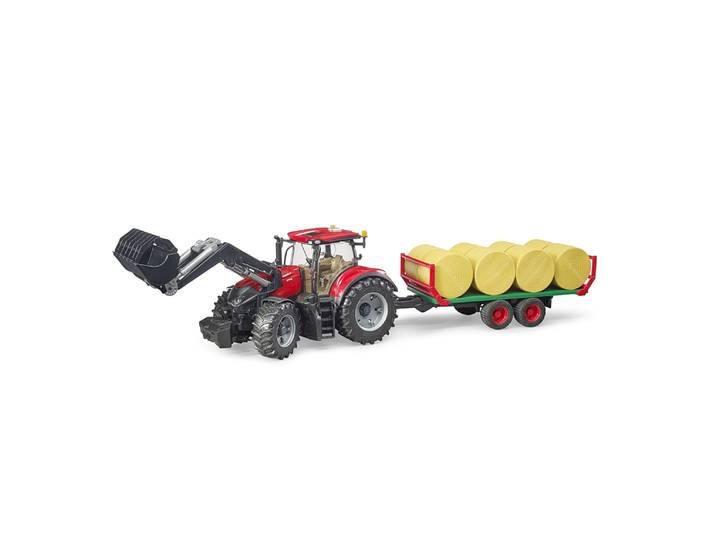 TRACTEUR CASE IH OPTUM 300 CVX avec fourche et remorque à balles