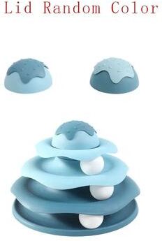 Inspire Select Interactive Cat Toy Turntable Teasing Stick Tunnel Set blue B