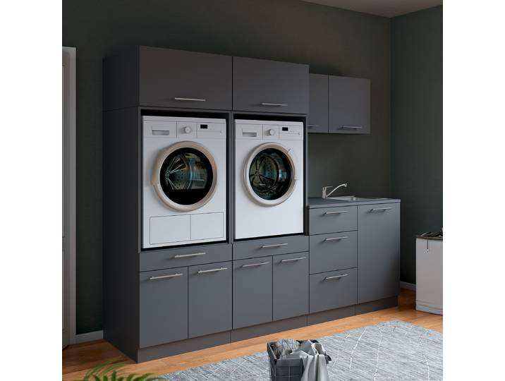 Set de buanderie T avec vasque 236 x 200cm Gris/Anthracite