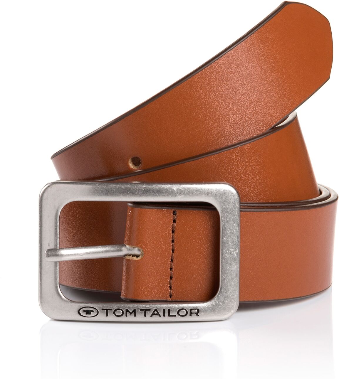 Ledergürtel TOM TAILOR "TTEVE", Damen, Gr. 100, braun (cognac), Rindsleder, Gürtel Ledergürtel, 4 cm breiter Damen Ledergürtel, kalssiches Must-Have