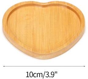 Uplift Picks Mini Bamboo Tray Coaster Wood Saucer For Coffee Cups And Flower Pots heart 10 Cm