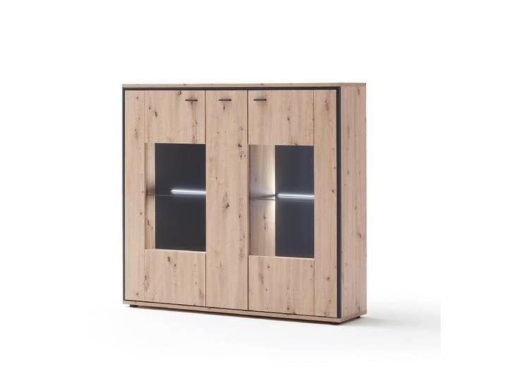 Highboard Buenos Aires , Balkeneiche , LED Beleuchtung
