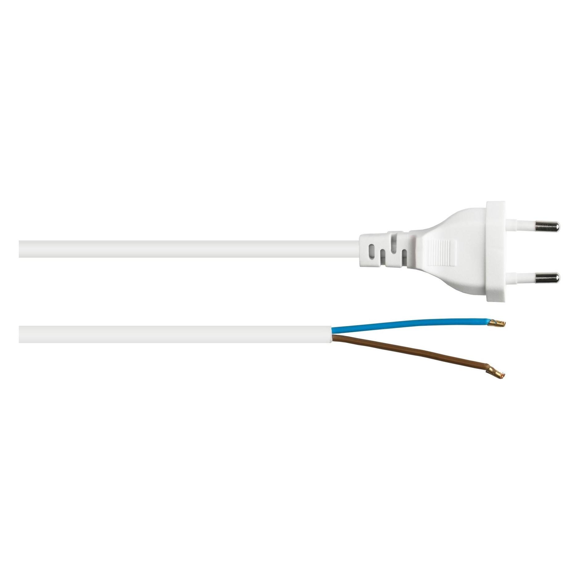 Kabelmeister Euro-Netzkabel Euro-Stecker Typ C an abisolierte Enden, weiss, 0,75 mm², 3 m (3 m) (SK0385-W030)
