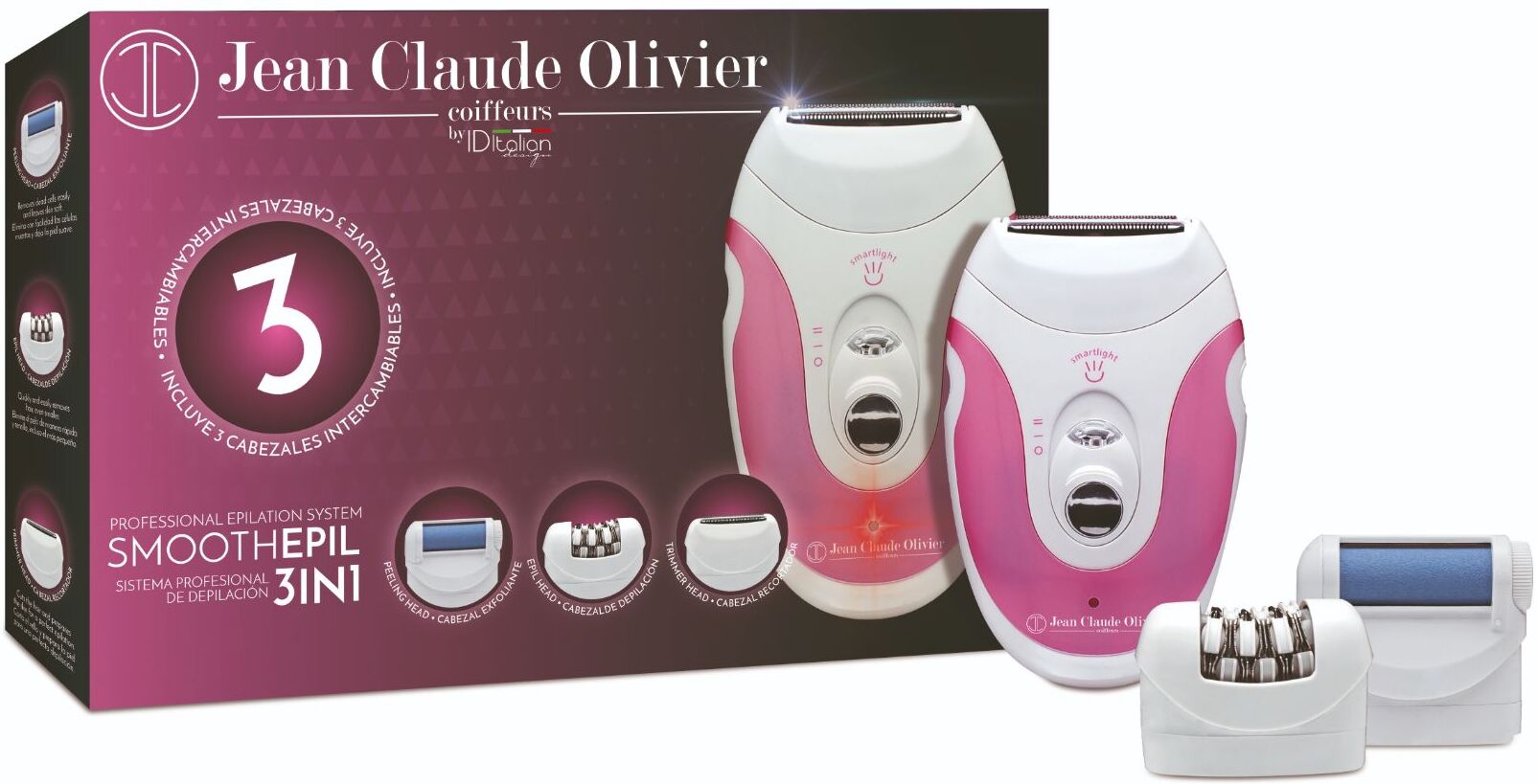 Italian Design Smooth epil 3in1   blanc/rose - Refurbished