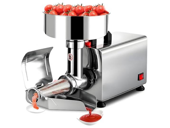 Elektrische Tomatenpassiermaschine 450 W, Saucenbereiter, gewerbliche Mühle 20–60 kg/h mit großem Trichter und Passiermühle