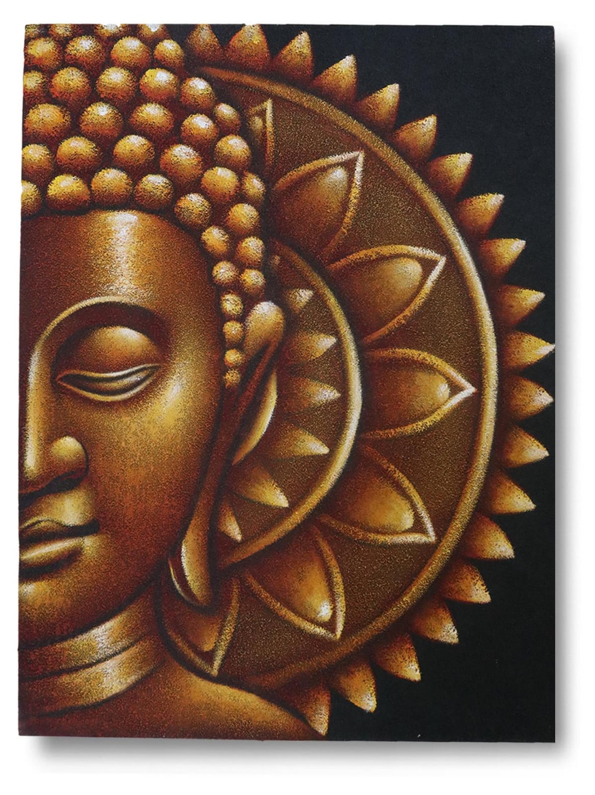Ancient Wisdom Canvas Wanddecoratie Mandala Goudkleurige Boeddha 60 x 80 cm
