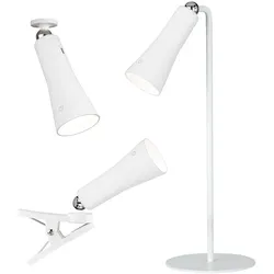 LED Klemmstrahler Tischleuchte Akku Schreibtischlampe dimmbar Wandleuchte Taschenlampe, mit Ladekabel, 1,5W 160lm warmweiß