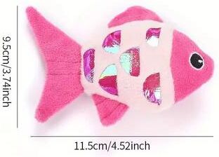 Uplift Essentials Colorful Catnip Fish Kicker Toy With Crinkle Paper rose Red