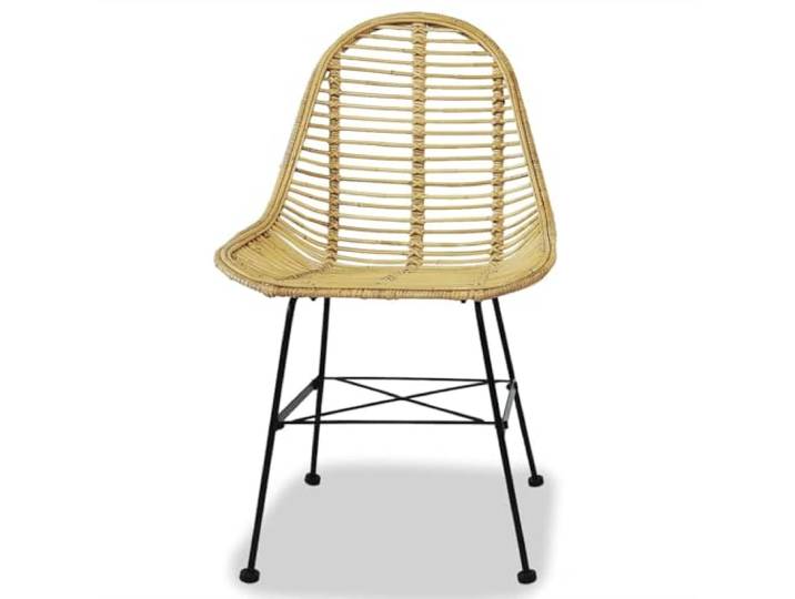KGHERMDF Esszimmerstühle 4 STK. Natur Rattan Kolonialstil, Schmiedeeisenbeine, Ergonomischer Sitz, Belastbar bis 110 kg, Einfacher Zusammenbau