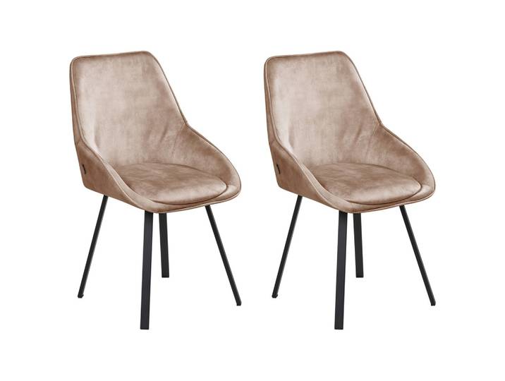 ESSZIMMERSTUHL 2er-Set drehbar Samtstoff Beige Terlton