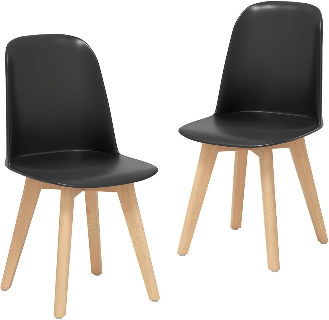 Brayden Studio Modern Dining Chairs Set of 2 Armless Kitchen Chairs Black/Black 79cm H X 45cm W X 52cm D