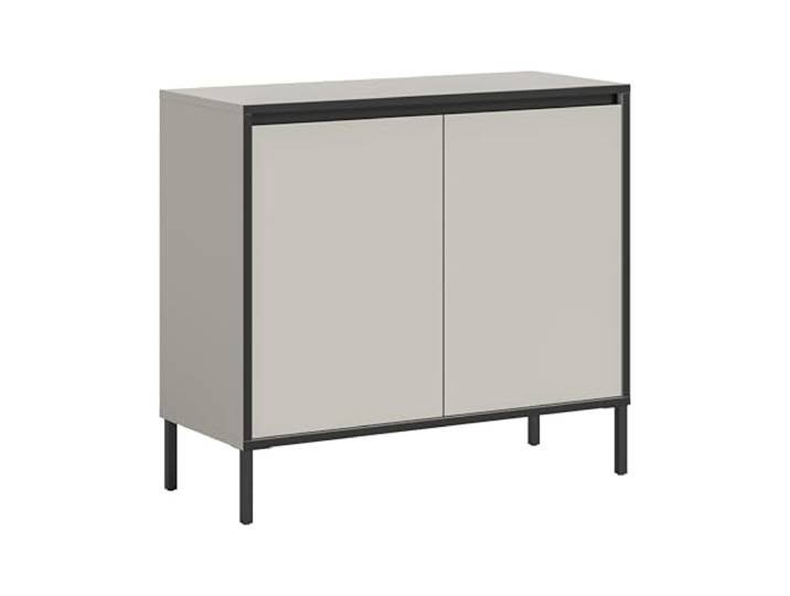 xonox.home – Kommode Tron 92x83x38 cm in Kaschmir Nachbildung und Schwarz – Kompakte Stauraum-Kommode mit klarer Linienführung – vielseitig einsetzbar & pflegeleicht