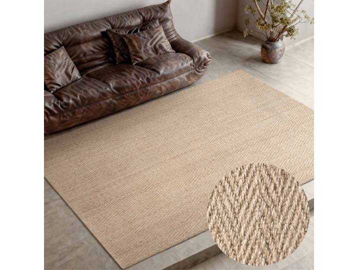 Teppich VILLEROY & BOCH Mirabelle , beige (natur, elfenbein), B:200cm H:10mm L:300cm, Jute, Teppiche, Teppich, Jute, Natur, Wohnzimmer, Esszimmer, Schlafzimmer, Fischgrätendesign