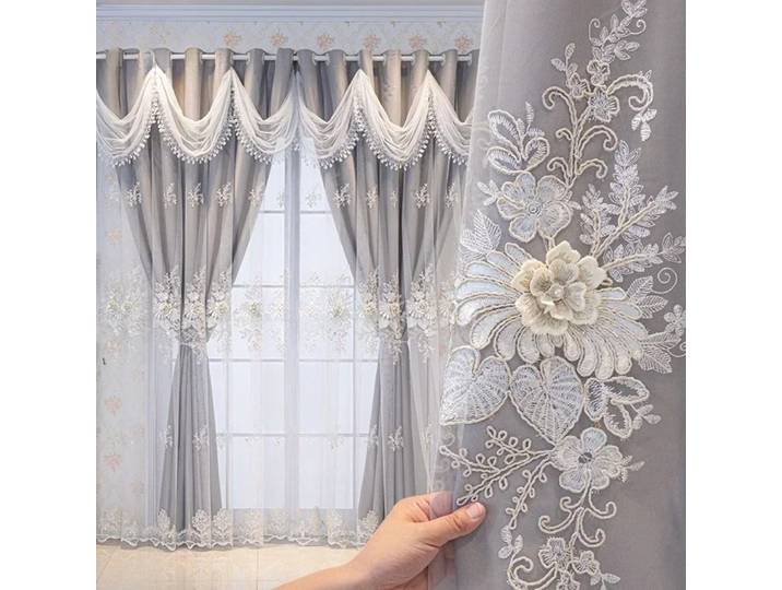 Rideaux doubles brodés pour salon, salle à manger, chambre à coucher, cloison en Tulle gaufré, porte fenêtre, personnalisés