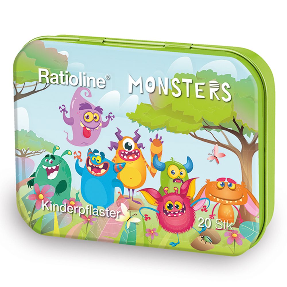 Ratioline Kinderpflaster Strips 3 Größen Blechbox 20 St Pflaster