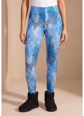 Plus Size Women's Plus Size Essential Stretch Ankle Length Pull-On Legging by Roaman's in Vivid Blue Mixed Bubbles (Size L) Activewear Workout Yoga P