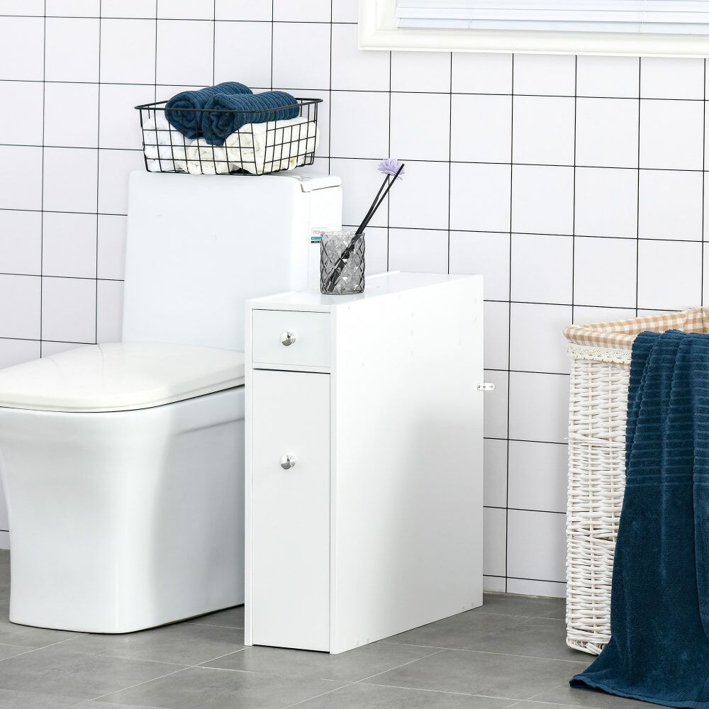 Homcom Support papier toilette - porte-papier toilette mdf blanc Blanc 17x58x48cm