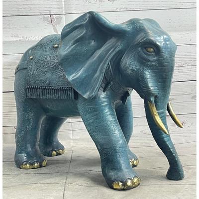 Bronzhaus Extra Large Heavy Wildlife Imitative Elephant By French Artist Barye Green Patina Bronze Statue